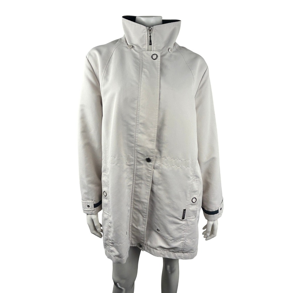 London Fog Rain Jacket‎ Womens Large Zip Snap Lightweight Beige